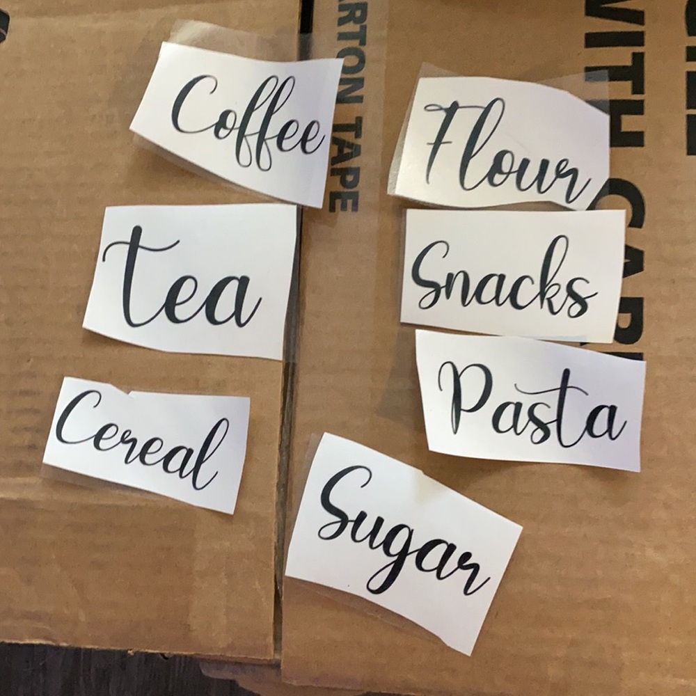 Kitchen jar labels in any color vinyl